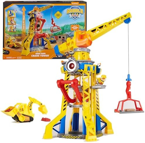Rubble & Crew, Bark Yard Crane Tower Playset with Action Figure, Toy Bulldozer & Kinetic Build-It... | Amazon (US)