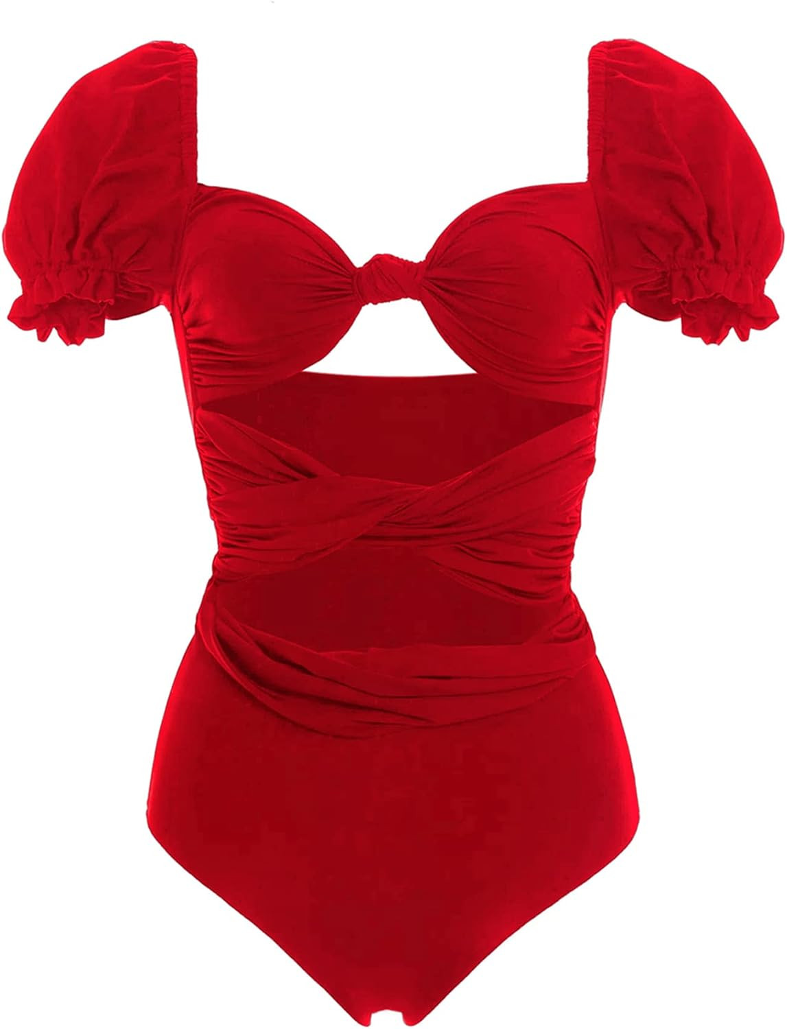 ZAFUAZ 2022 New Women's Swimsuit Padded Puff Sleeves Tummy Control High Waisted Swimwear Bathing ... | Amazon (US)