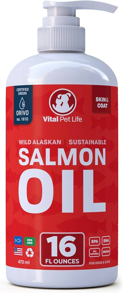 Salmon Oil for Dogs & Cats - Healthy Skin & Coat, Fish Oil, Omega 3 EPA DHA, Liquid Food Suppleme... | Amazon (US)