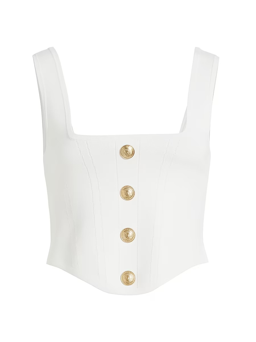 Women's Saga Compact-Knit Corset Top - Ivory Gold - Size Large | Saks Fifth Avenue