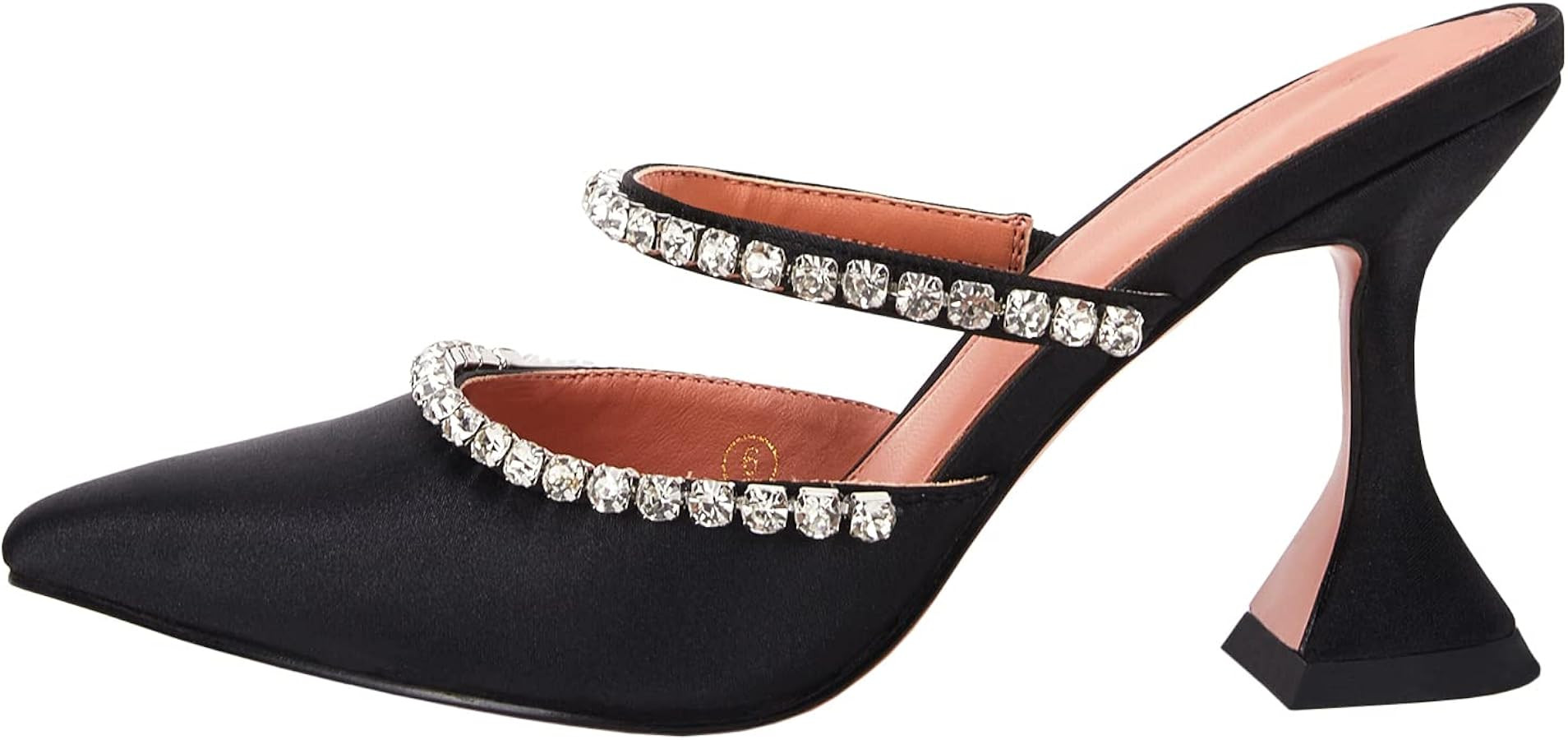 VETASTE Women's Pointed Toe Strappy Heels Crystal Satin Heeled Mules Wedding Party Shoes | Amazon (US)