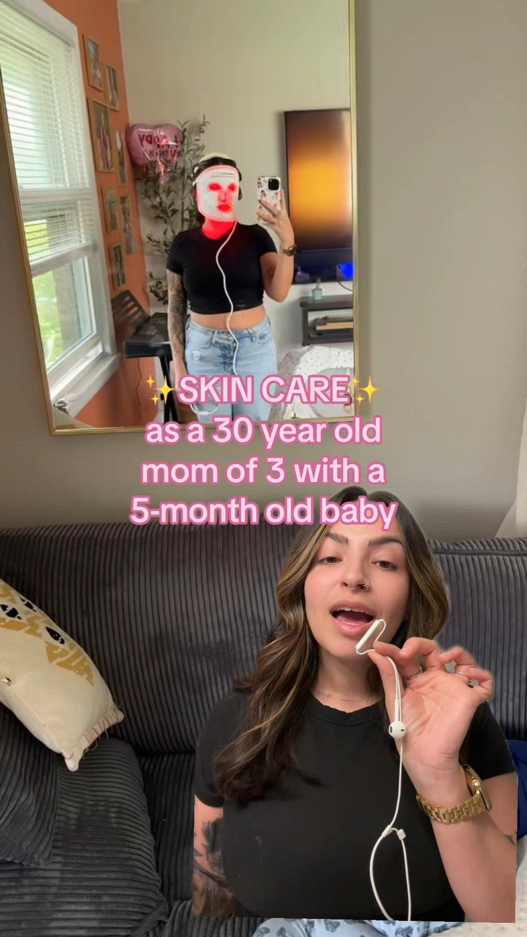 After having a baby and turning 30, my skin was not skinning the way i wanted it to. Leveling up my skin care routine has been essential and I believe red light therapy has made a huge impact on my ✨glow✨ i love love love the currentbody red light therapy mask and im so happy because i was able to get you 15% off of current body products with code KHLOESKIN 🫶🏼 yay! 

#LTKBeauty #LTKSaleAlert #LTKMidsize