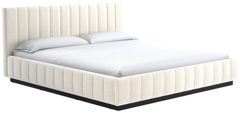 Forte Channeled White Performance Fabric King Bed + Reviews | CB2 | CB2