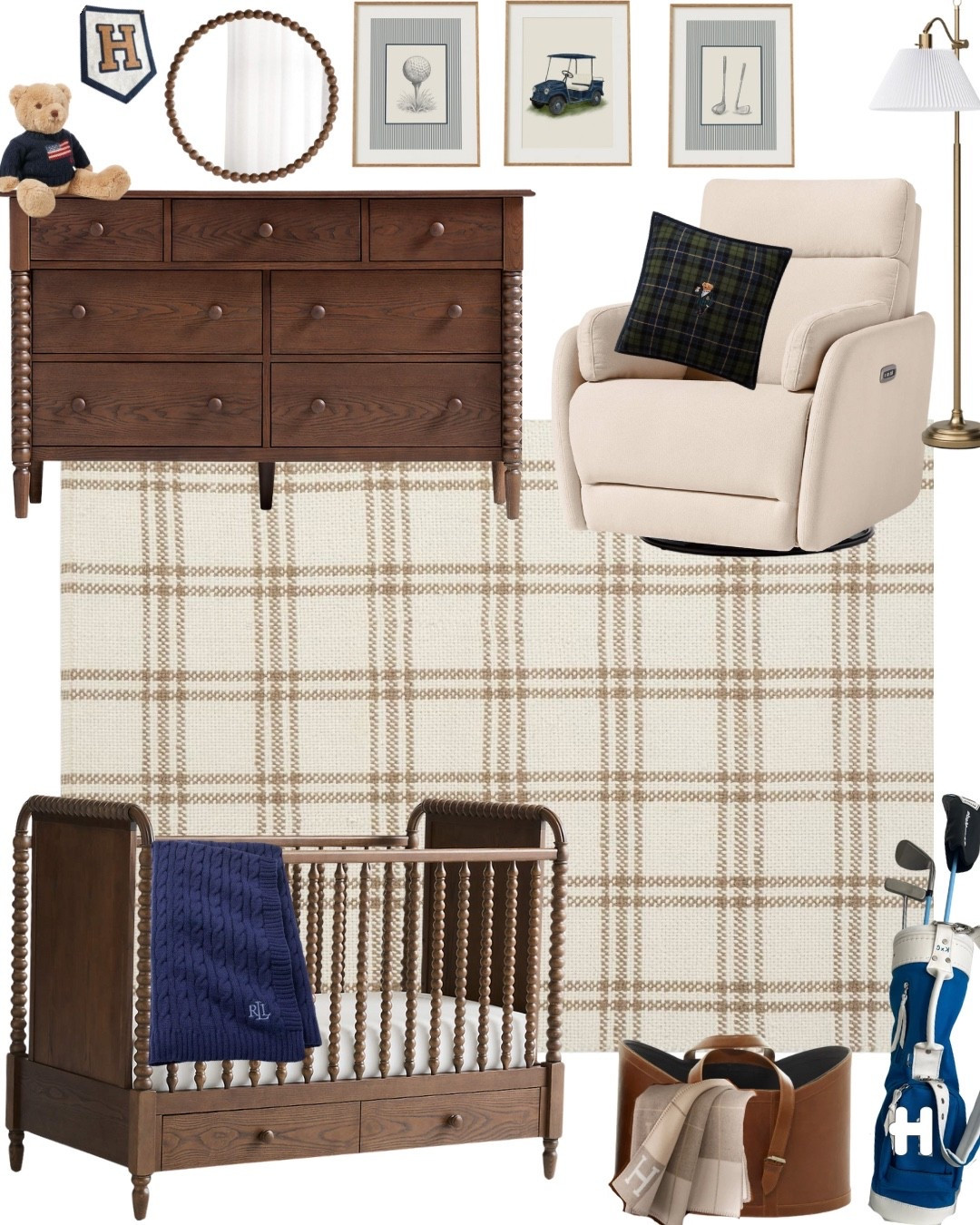 Baby boy nursery inspo! 🏌️🏈🧸⚾️💙 








Nursery decor
Ralph Lauren inspired nursery 
Baby boy
Baby room
#LTKFamily 

#LTKBaby #LTKHome