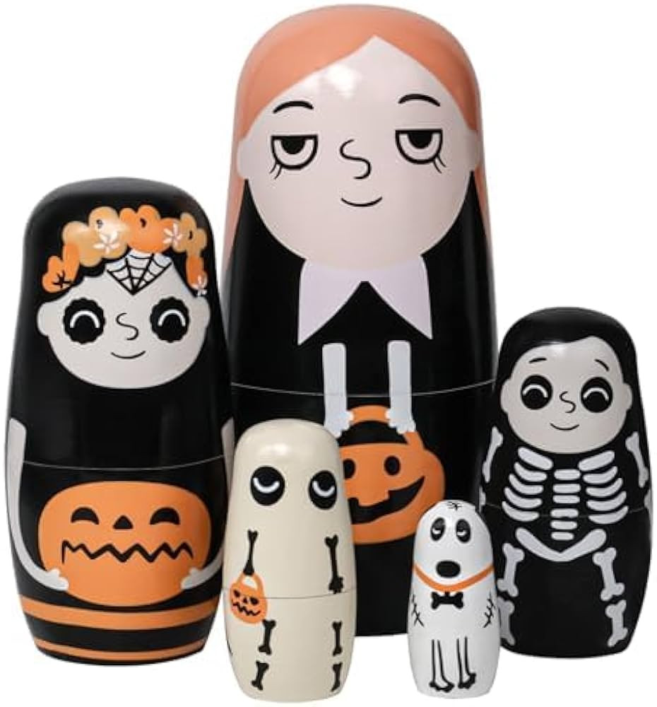 Halloween Nesting Dolls, 5Pcs 6" Tall Russian Nesting Dolls, Handmade Matryoshka for Kids, Wooden... | Amazon (US)