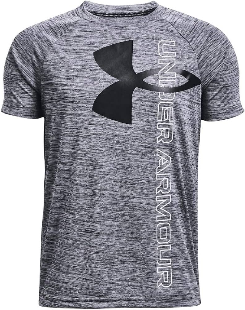 Under Armour Boys' Tech Split Logo Hybrid Short-Sleeve T-Shirt | Amazon (US)