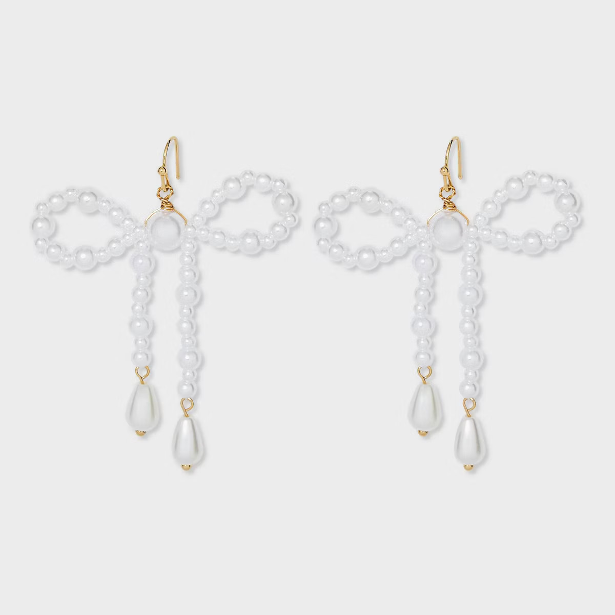 Simulated Pearl Beaded Bow Drop Earrings - Wild Fable™ Off-White | Target