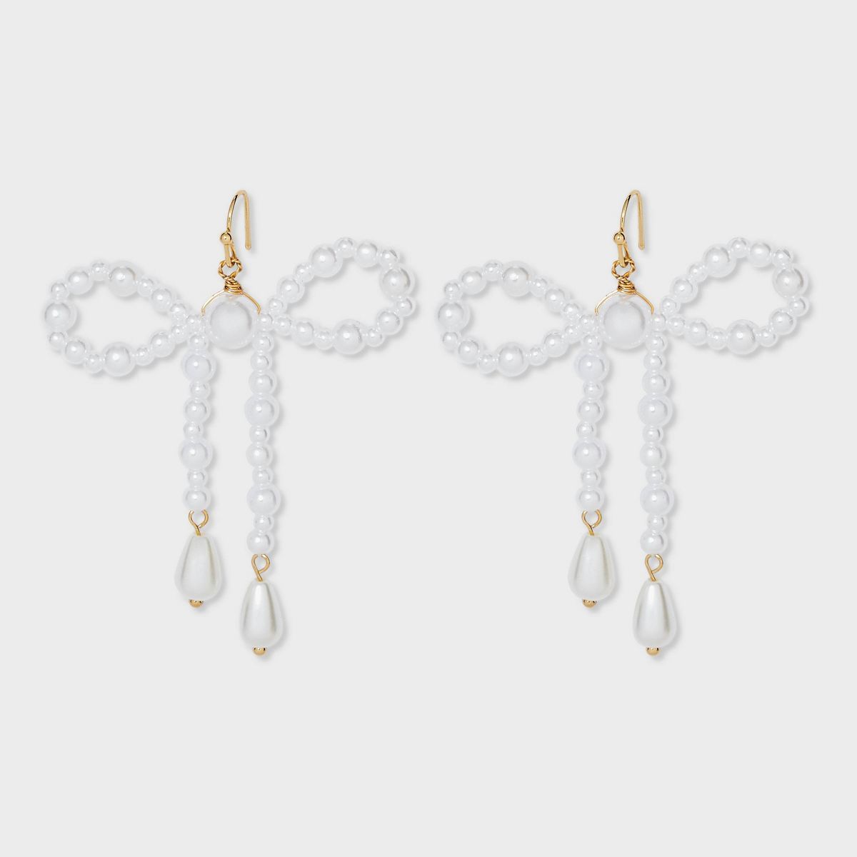 Simulated Pearl Beaded Bow Drop Earrings - Wild Fable™ Off-White | Target