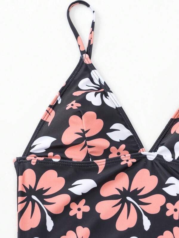 Floral Print Drawstring Side Bikini Swimsuit | SHEIN