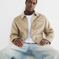 Mens River Island Beige Suedette Zip Jacket | River Island UK & IE