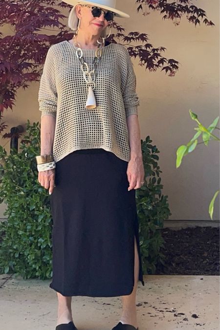 Eileen Fisher midi skirt and summer sweater

#terry #over50fashion

#LTKSeasonal #LTKstyletip