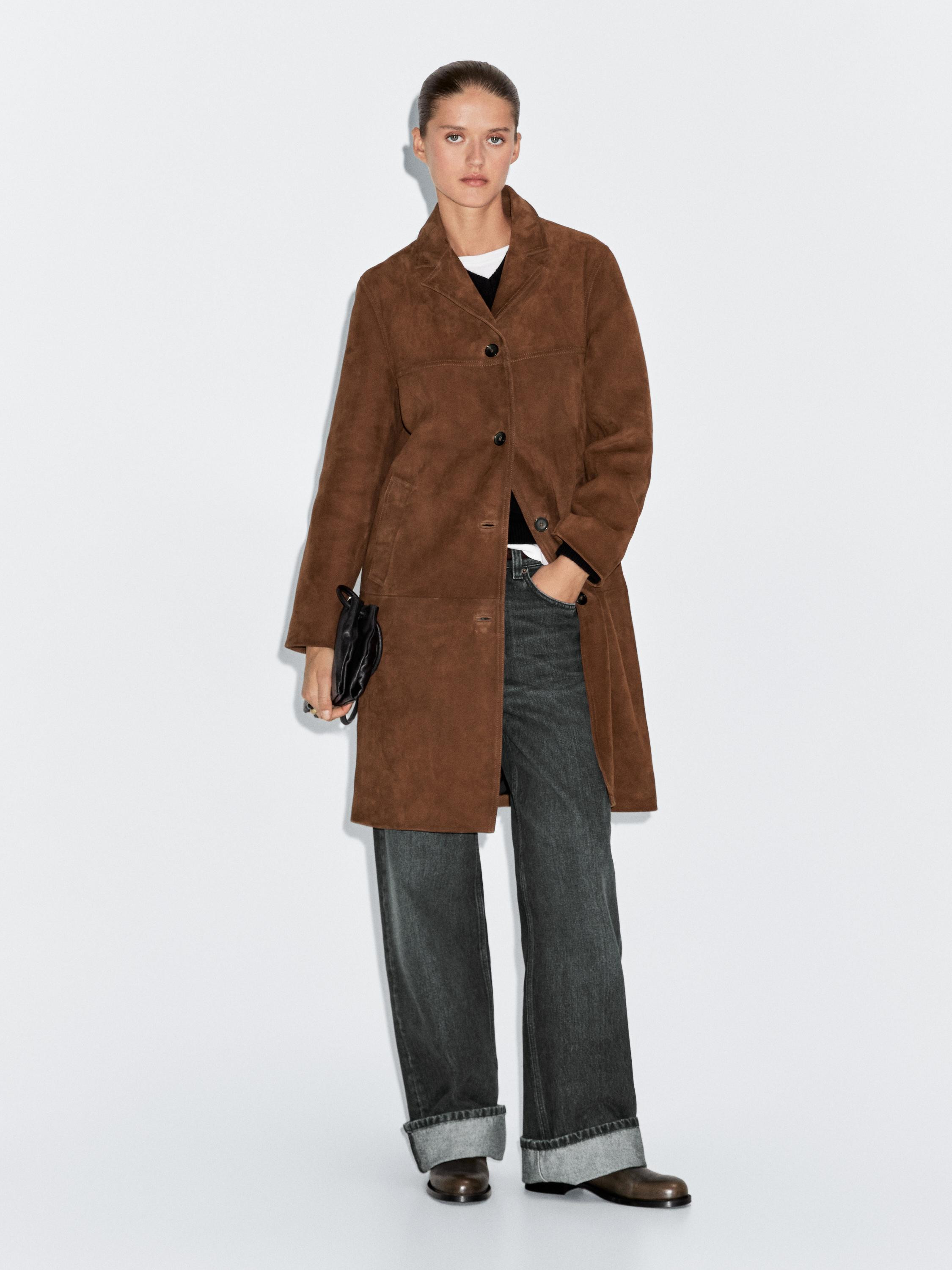 Langer Mantel aus Wildleder | Massimo Dutti DE