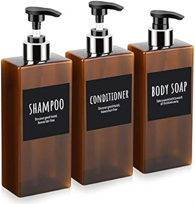 3pcs Shampoo Dispenser, Segbeauty Refillable Shower Bottles Pump Bottle, Empty Plastic Shampoo Pu... | Amazon (US)