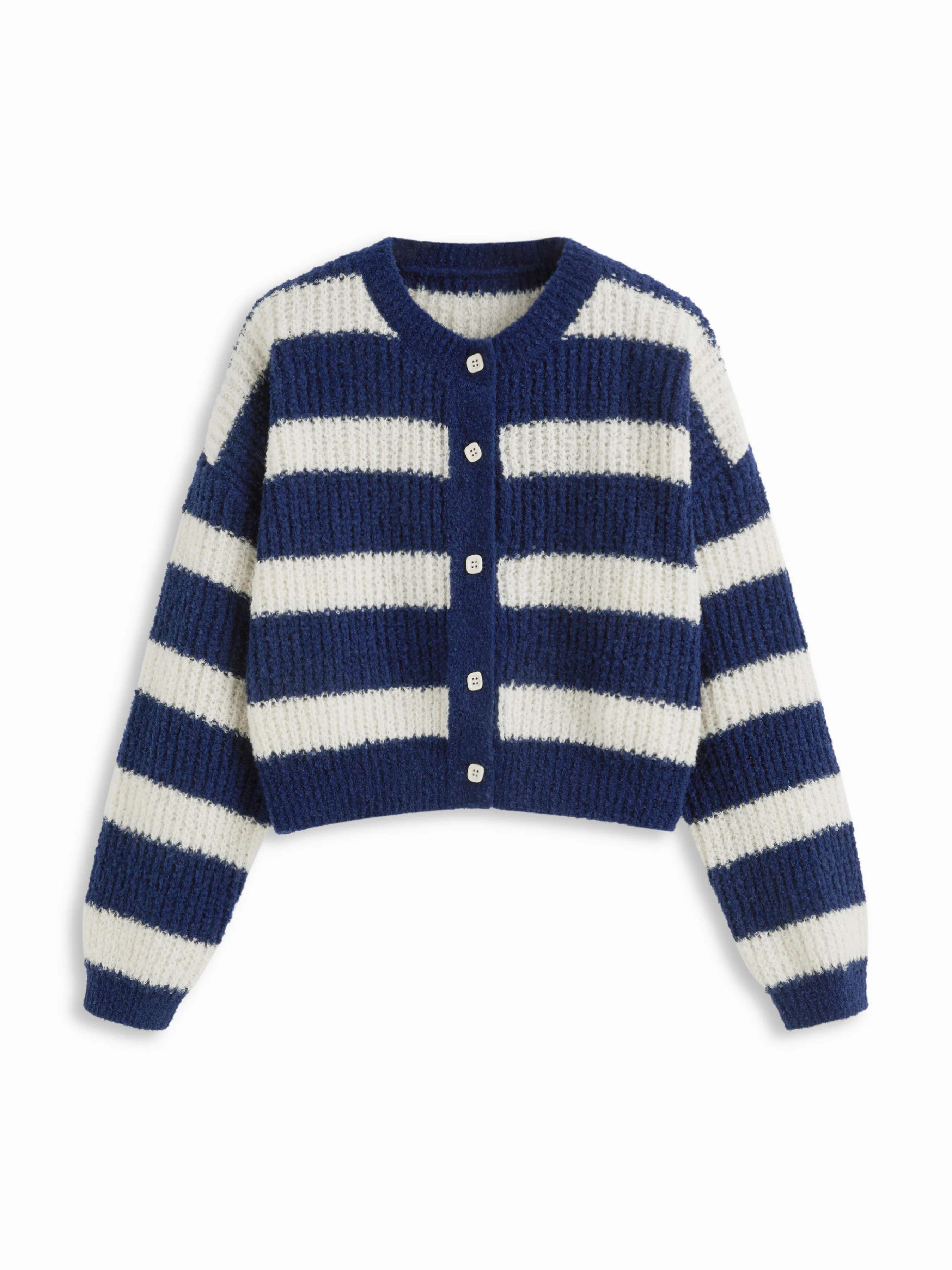 Knit Round Neckline Button Cardigan | Cider