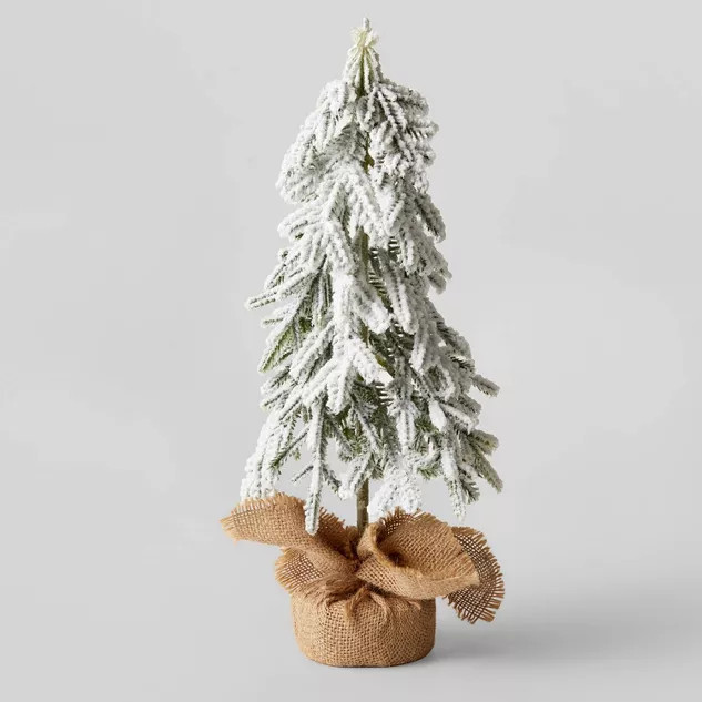14" Unlit Downswept Lightly Flocked Artificial Christmas Tree with Burlap Wrapped Base - Wondersh... | Target