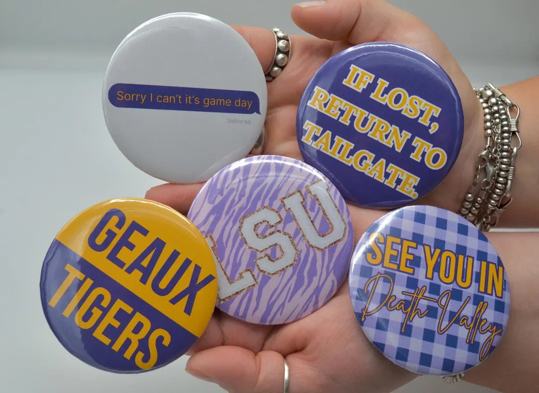 LSU Gameday Buttons | Gameday Accessories | Louisiana State University - Etsy | Etsy (US)