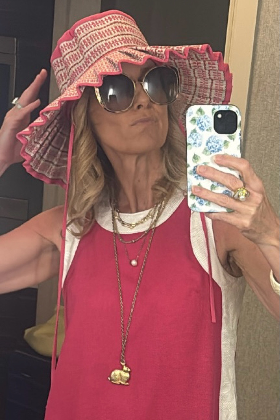 The cutest son hat… Some say it looks like a lampshade. I say it looks like the cutest protection. ￼

#LTKOver40 #LTKMidsize #LTKSeasonal