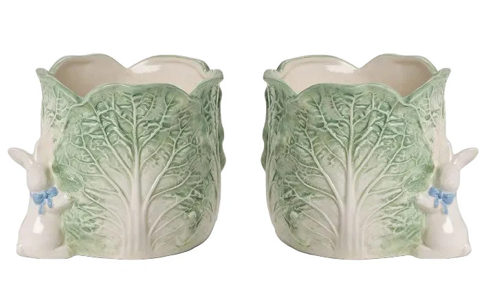 Cabbage and Bunny Cachepots, Set of 2 | Over The Moon