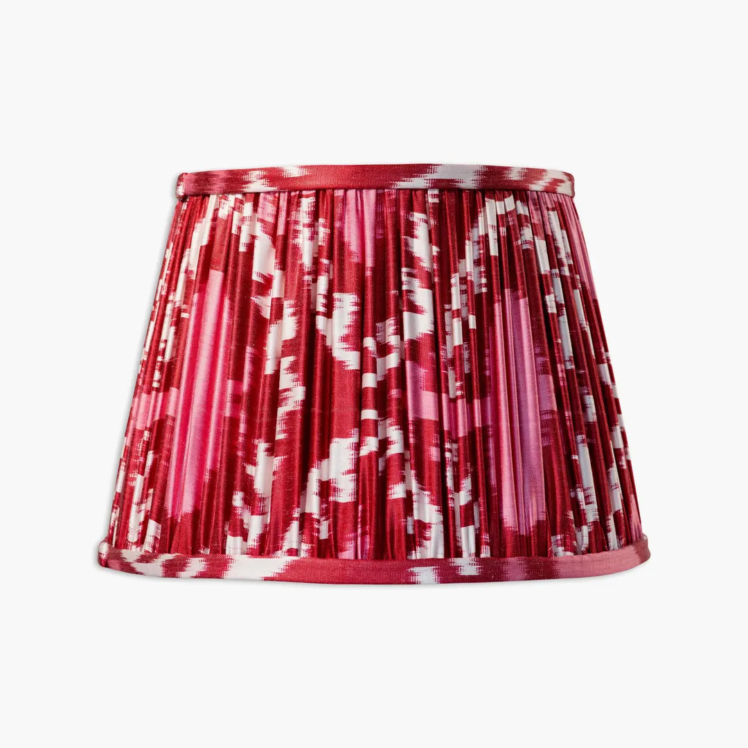 GATHERED IKAT LAMPSHADE Burgundy Red Dark Redhandcrafted Pleated Lampshade Made of Silk Ikat Fabr... | Etsy (US)