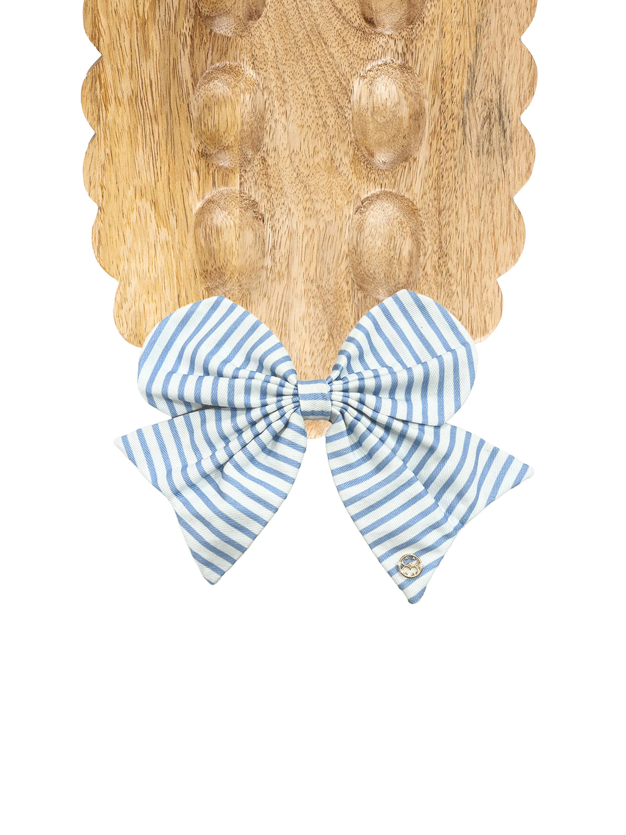 Fabric Bow | Blue Stripe | Mary Square