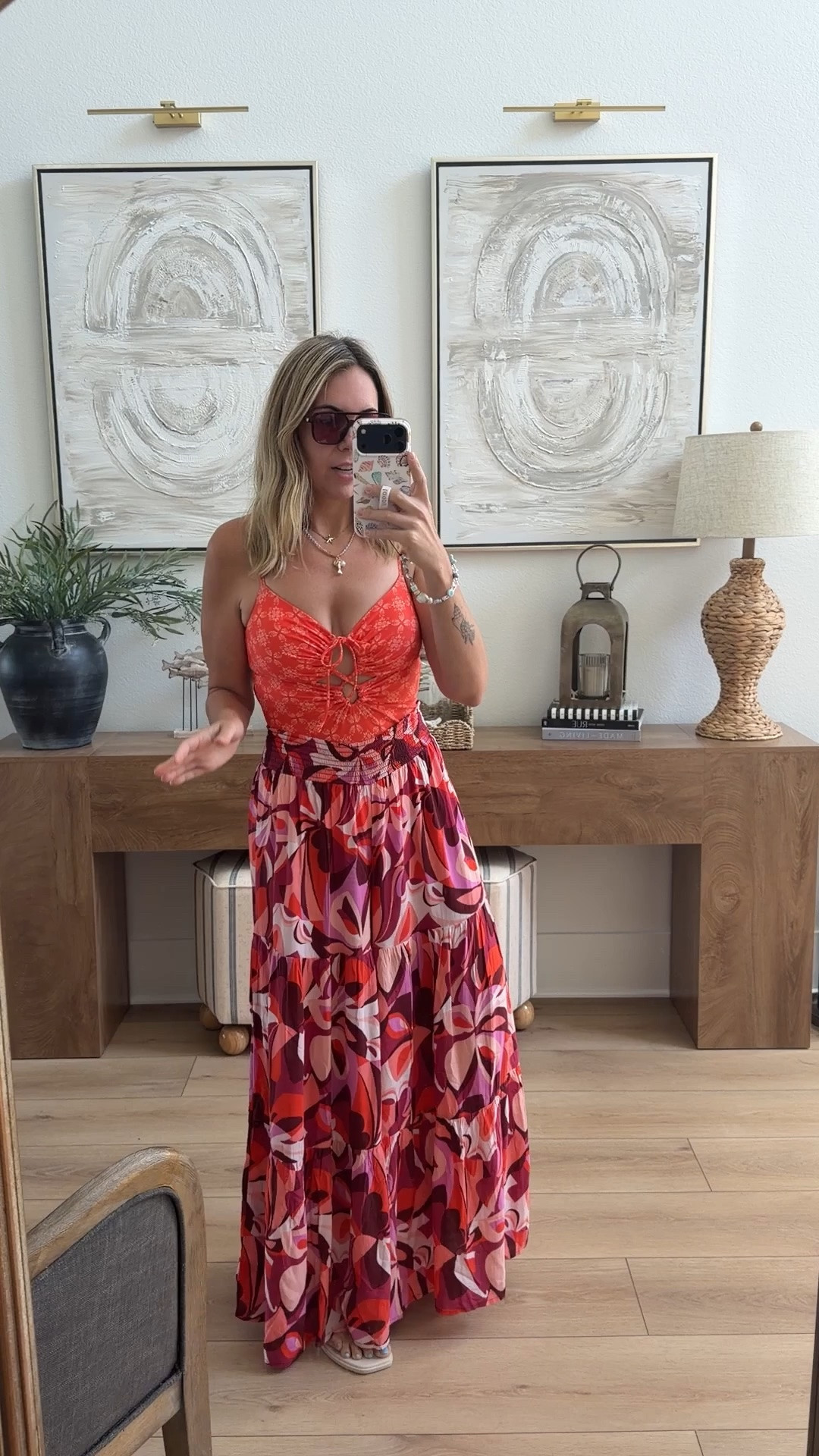 I did size up in the one piece to a medium for a little more coverage in the booty, and I didn’t want it to be high leg cut. 😆 pants are TTS. I’m loving Aerie swimsuits and cover ups right now!

#LTKmomlife