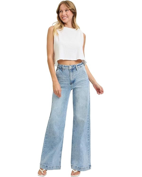 SALT TREE Risen Jeans - High Rise Wide Leg Slanted Pocket Jeans - RDP5660HD | Amazon (US)