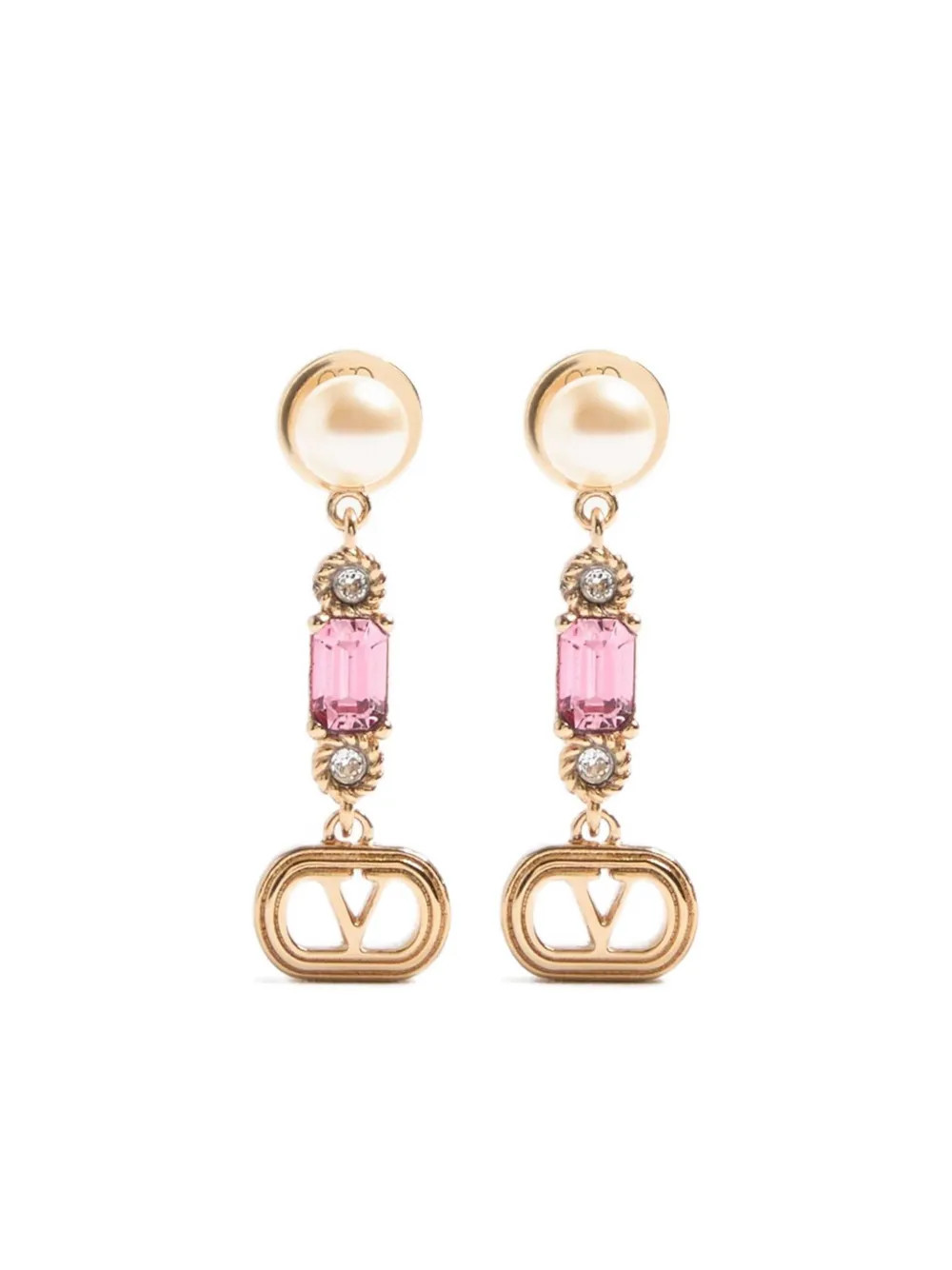 Valentino Garavani Ovalette crystal-embellished earrings - Gold | Farfetch Global
