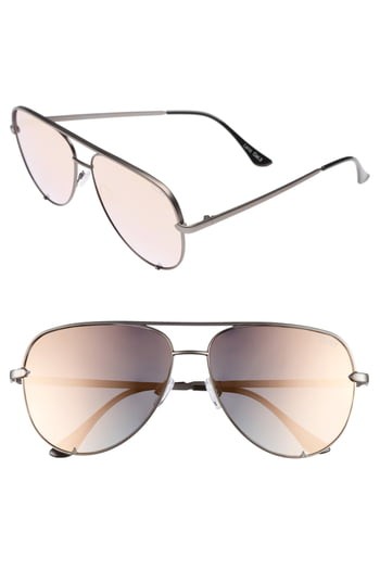 Women's Quay Australia X Desi Perkins High Key 60Mm Aviator Sunglasses - Gunmetal Rose | Nordstrom