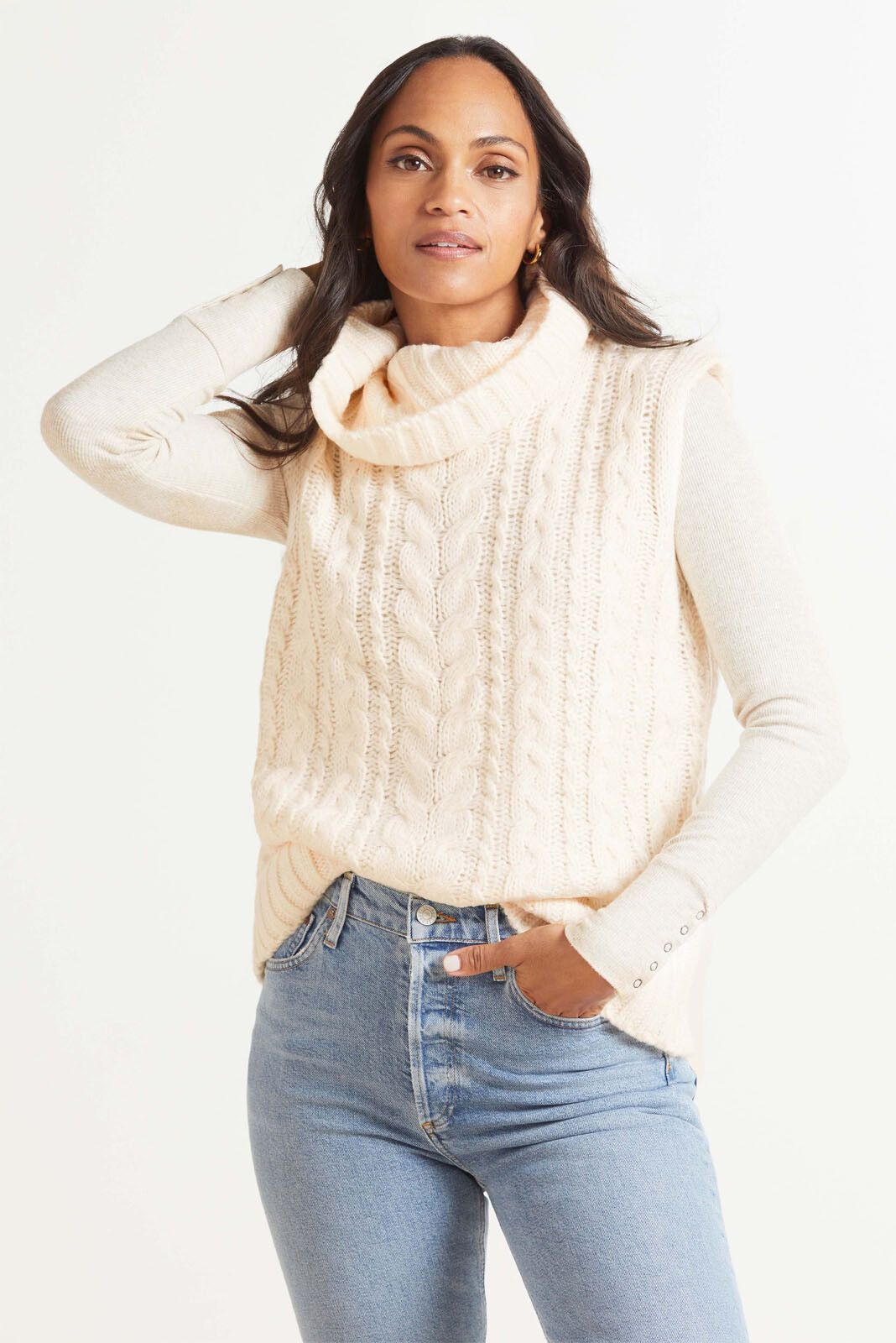 525 Cable Vest Pullover | EVEREVE | Evereve