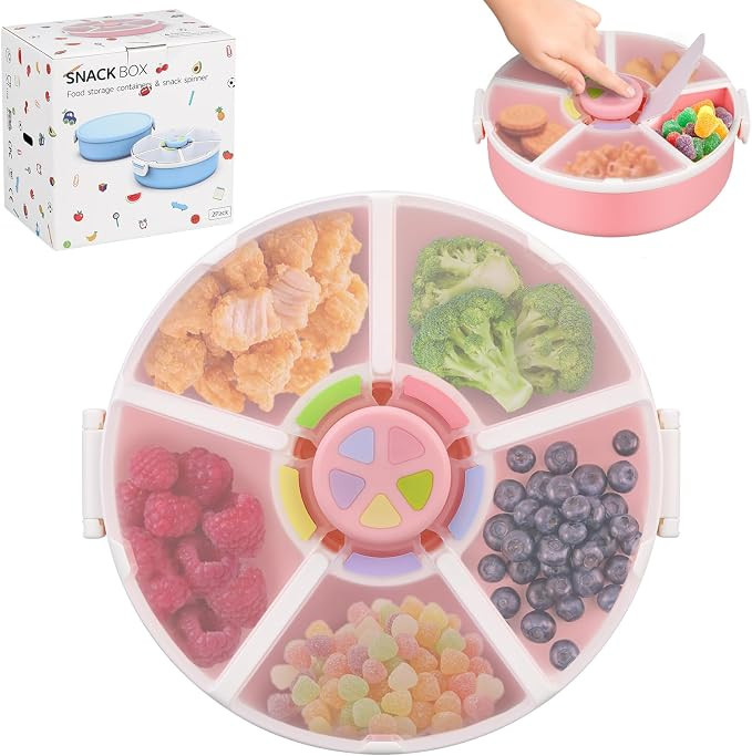 Kids Original Snack Spinner Bundle - Reusable Snack Container with 5 Compartment Dispenser and Li... | Amazon (US)