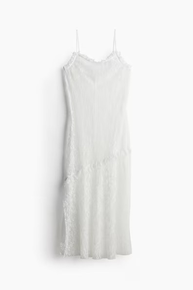 H & M - Ruffle-trimmed Lace Dress - White | H&M (US + CA)