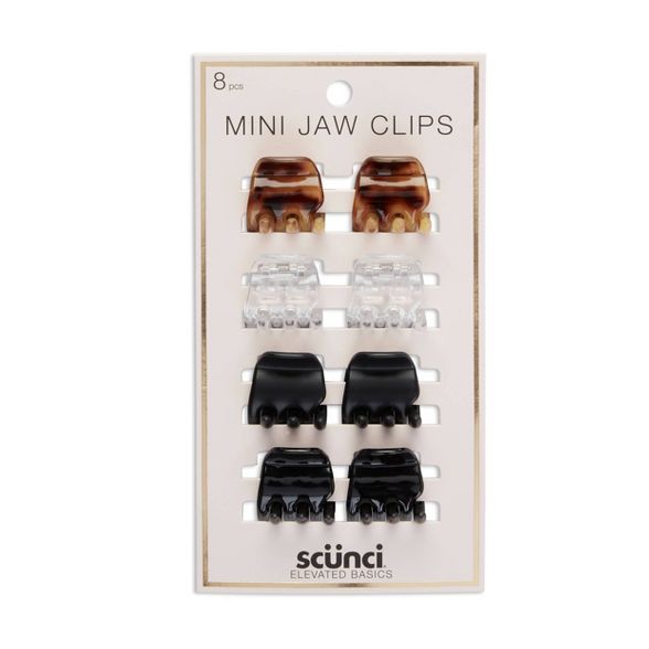 scunci Basics Jaw Clips - Mini Clear/Brown/Black - 8pk | Target