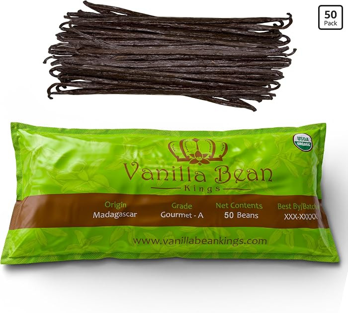 Organic Madagascar Vanilla Beans, 50 Grade A Whole Pods for Vanilla Extract and Baking | Amazon (US)