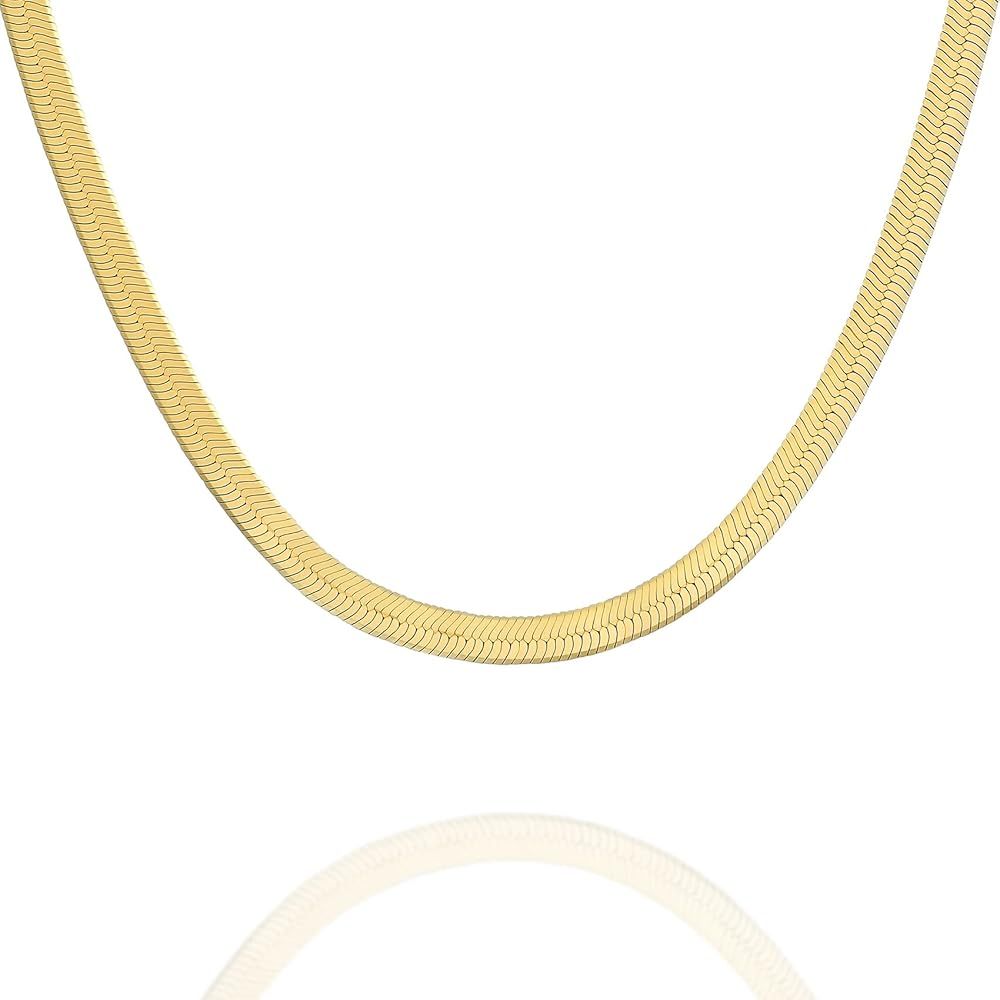 PAVOI Italian Solid 925 Sterling Silver, 22K Gold Plated Chain Necklaces | Snake, Square Box, Cab... | Amazon (US)