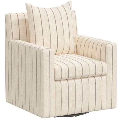 Willa Swivel Chair, Pinstripe | One Kings Lane