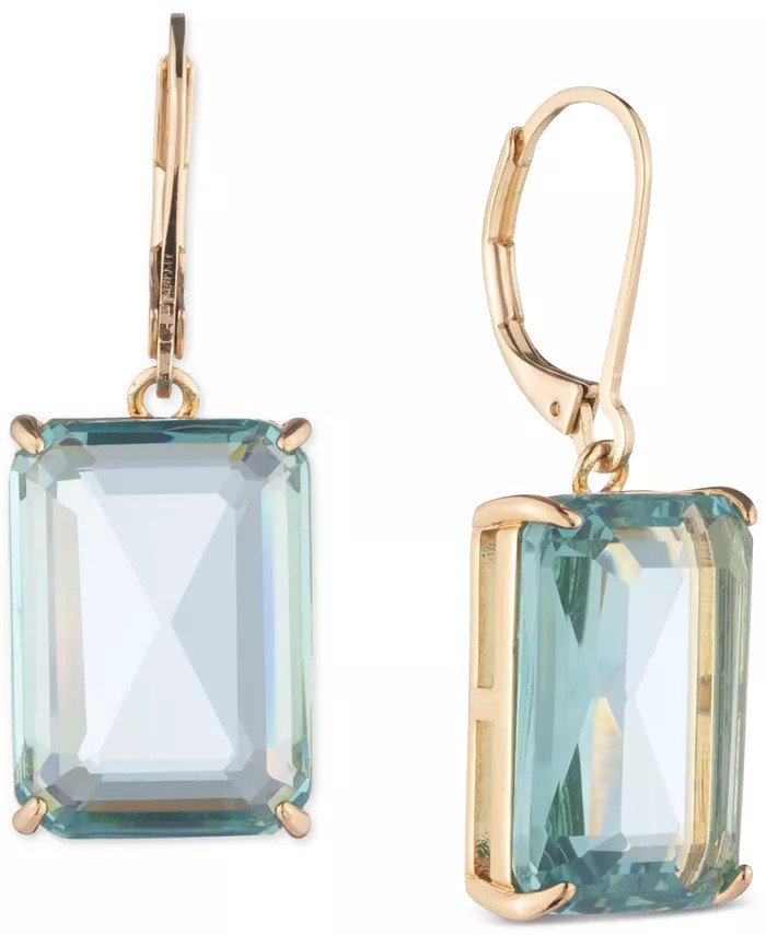 Lauren Ralph Lauren Gold-Tone Color Emerald-Cut Stone Drop Earrings - Macy's | Macy's