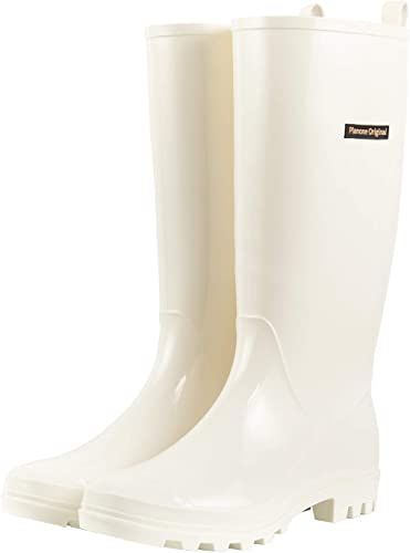 Amazon.com | planone Tall rain Boots for Women size 7.5 Cream white and Waterproof Garden Shoes... | Amazon (US)