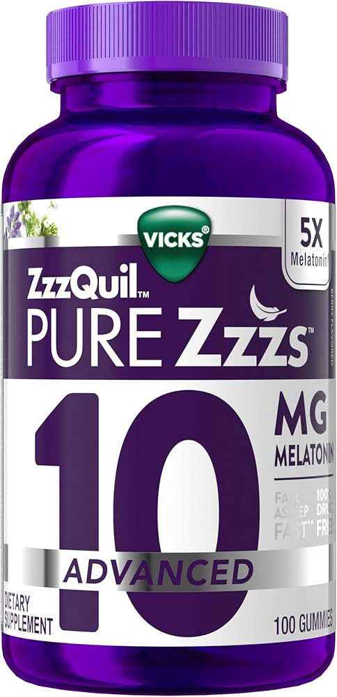 ZzzQuil Pure Zzzs, Advanced 10mg Melatonin Gummies, Sleep Aid, Berry Flavored, with Chamomile & L... | Amazon (US)