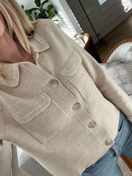 An elevated cardigan. Love the detailing and the fit of this one. Super structured and chic for dressing up or down. 

Sezane, spring outfits, 

#LTKSeasonal