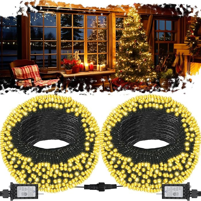 2Pack Connectable Total 132Ft 400 LED Christmas Lights with Timer, Green Wire Fairy Starry String... | Amazon (US)