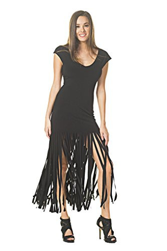 Eva Varro Women's Fringe Dress Large Black | Amazon (US)
