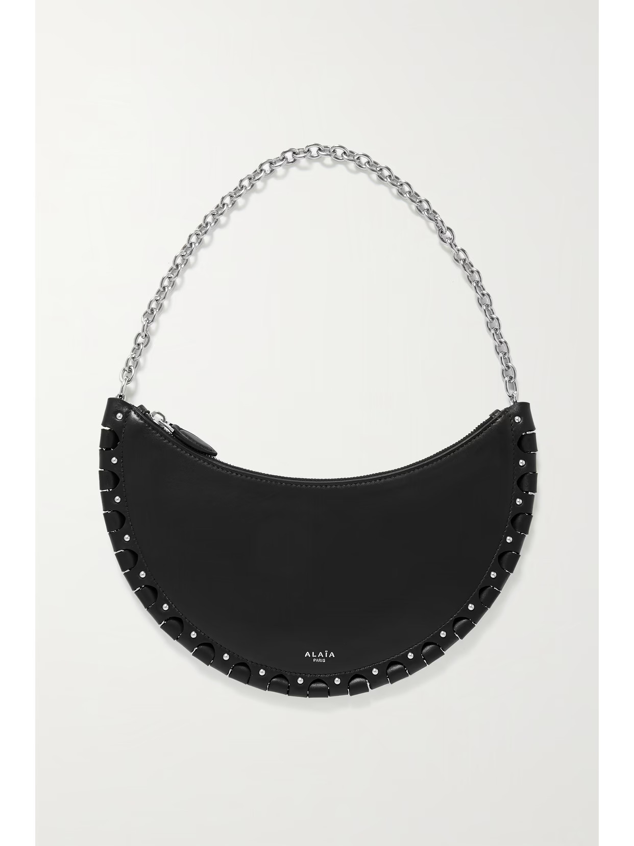 Alaïa - Demi Lune Studded Leather Shoulder Bag - Black - one size | NET-A-PORTER APAC