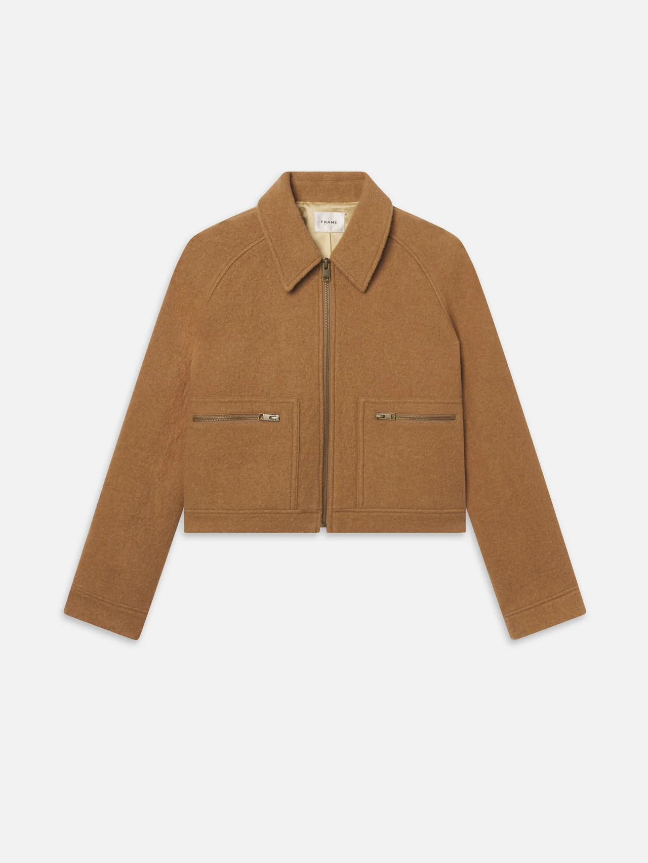 THE RAGLAN ZIP FRONT JACKET CAMEL | Frame Denim