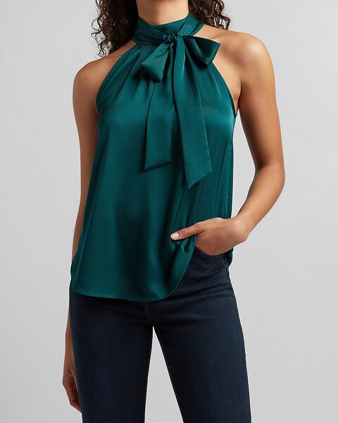 Tie Mock Neck Top | Express
