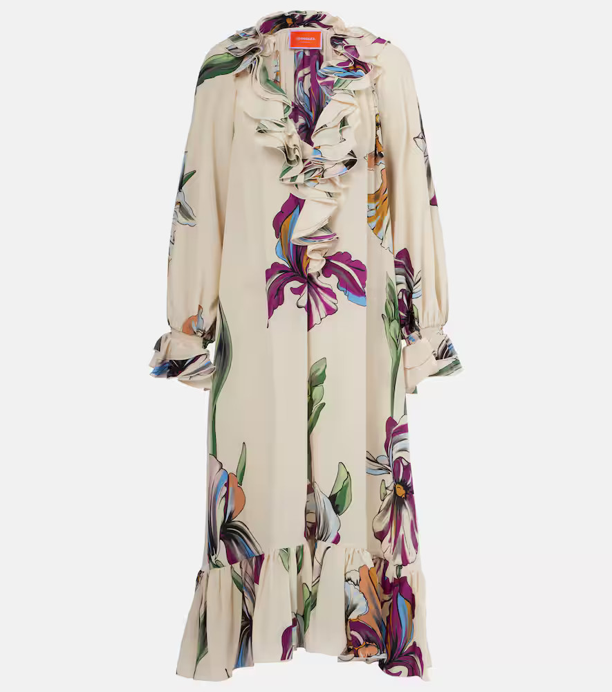 La DoubleJ Floral silk crÃªpe de chine midi dress | Mytheresa (US/CA)