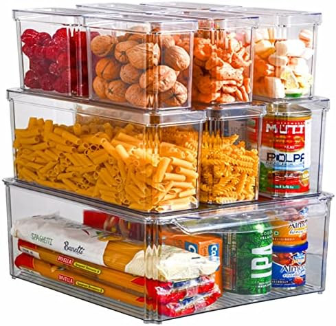 Refrigerator Organizer Bins with Lids-10PCS BPA Free Fridge Organizer, Stackable Clear Plastic Stora | Amazon (US)