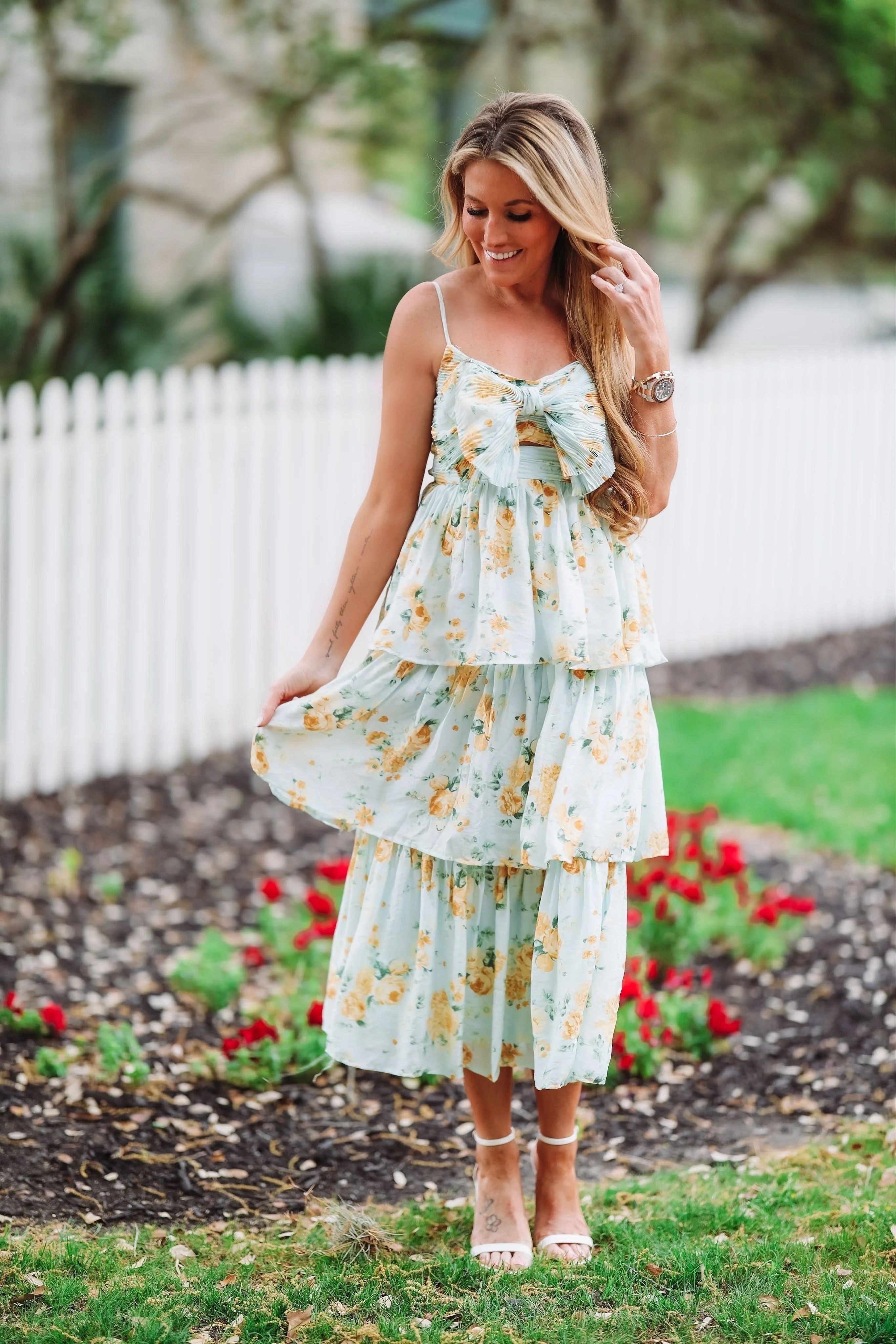 Feelings For You Midi Dress - Blue and Yellow | Hazel and Olive