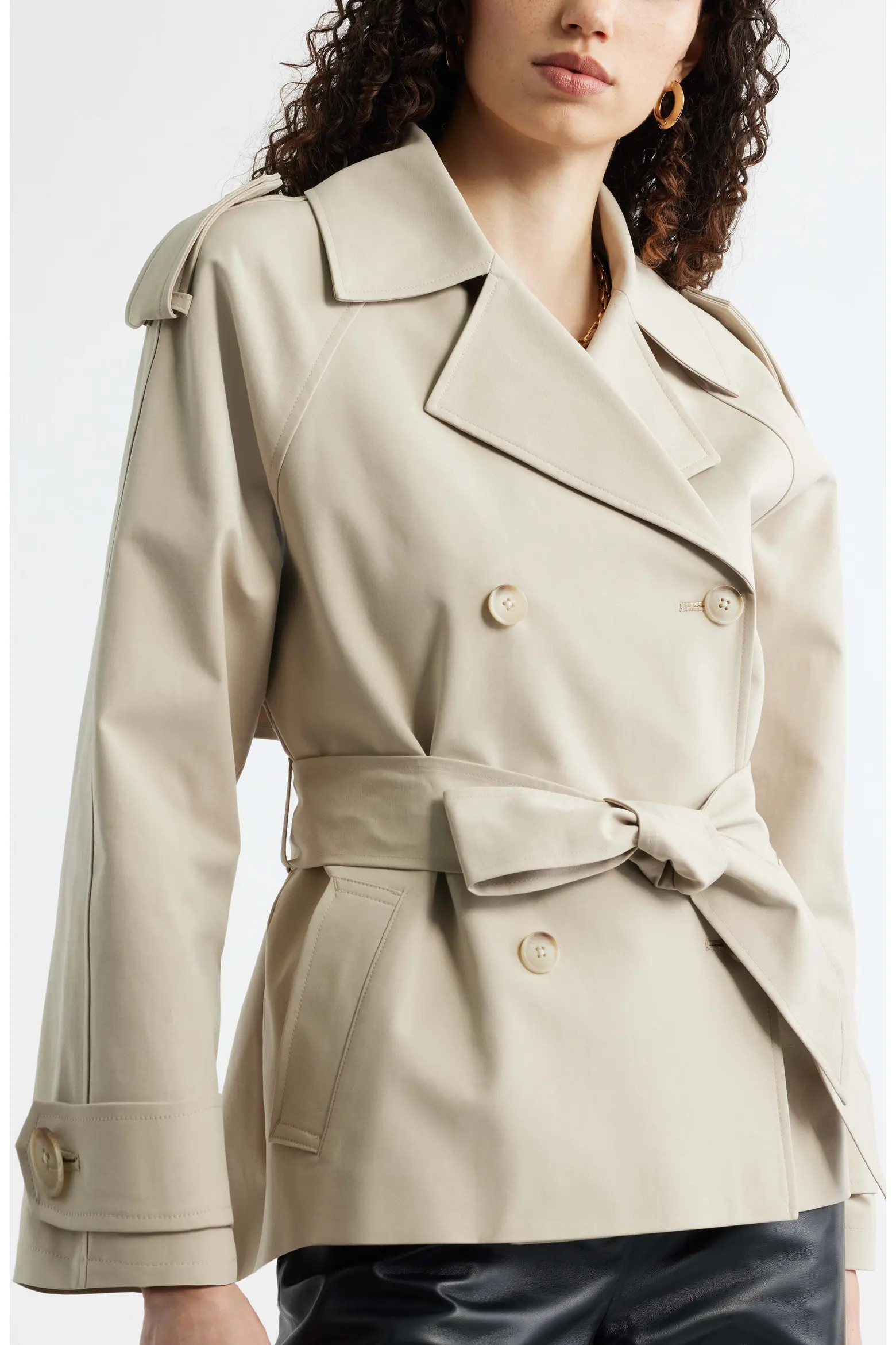 Belted Stretch Cotton Short Trench Coat (Women) | Nordstrom | Nordstrom