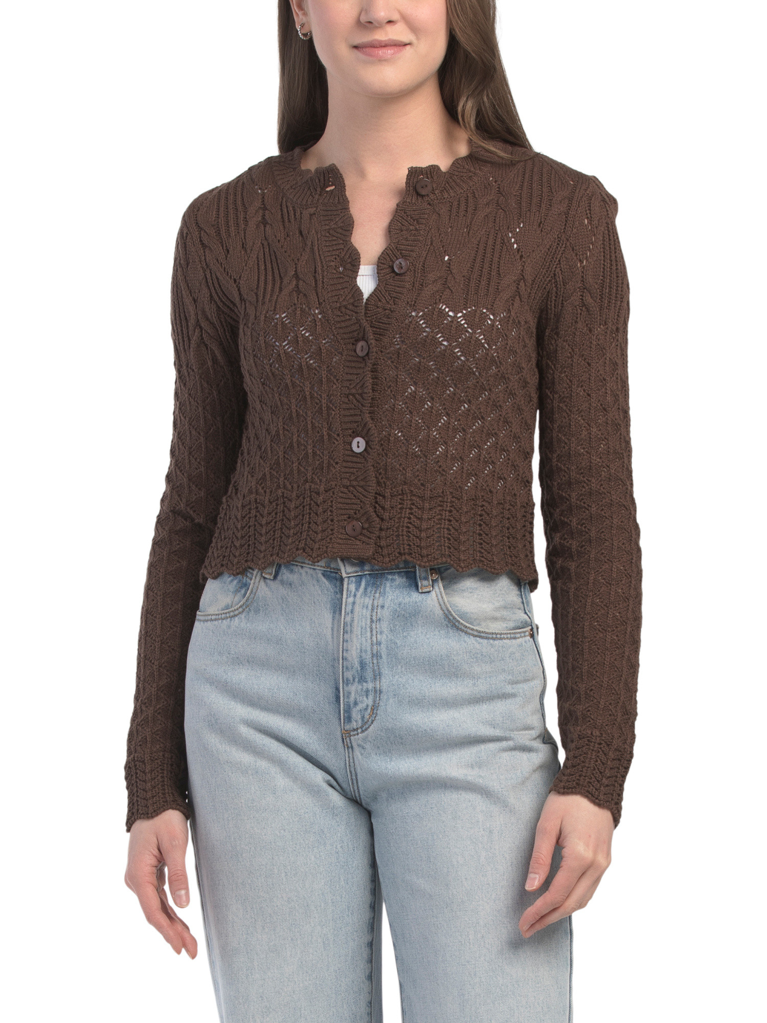 Pointelle Cropped Cardigan | TJ Maxx