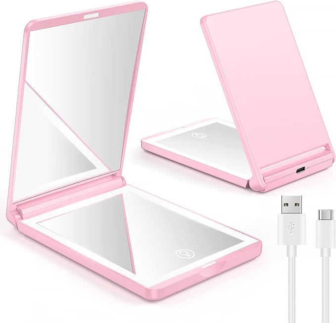 Gospire Standing LED Travel Makeup Mirror with Lights and Magnification 1X/3X, Rechargeable Compa... | Amazon (US)